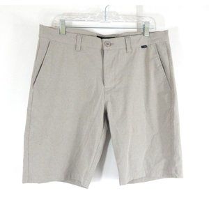 TRAVIS MATHEW shorts flat front bermuda golf pockets walking beige 10" inseam 34
